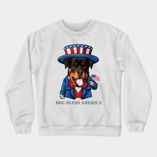 Rottweiler Dog Bless America Crewneck Sweatshirt